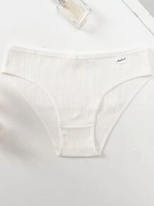 8 件装少女罗纹纯色条纹舒适基本款三角裤，秋冬款 - 灰色 - 查看 3