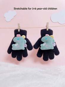 1 双儿童熊猫卡通水貂毛针织手套 - 1Pair - 查看 7