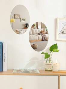 圆形/椭圆形/方形/菱形浴室/卧室/客厅装饰镜，带家居装饰道具。 - 銀色 - 查看 11