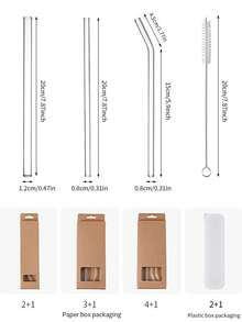 4pcs/3pcs/2pcs 玻璃吸管配吸管刷，适用于饮用水、牛奶、燕麦、茶、果汁、早餐、咖啡、饮料等，适用于咖啡馆、家庭、餐厅、派对、舞会、办公室、父亲节礼物、送给朋友的礼物、送给男朋友和女朋友的礼物、圣诞节、新年礼物 - 彩色 - 查看 2