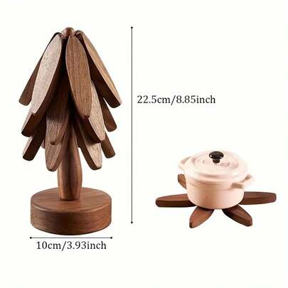 Heat Resistant Placemat - Anti-Scald Pot Holder, Creative Wooden Tree-Shaped Trivet, Hot Pad, Coaster For Kitchen, Dining Room