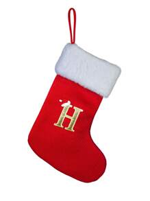 1 PEÇA, Meias de Natal, Meia de Natal Tricotada com Inicial, Meia de Natal com Monograma, Meia de Natal Média Personalizada com Inicial de 12 Polegadas, Meia de Natal Personalizada com Letra de A-Z, Meia de Natal Tricotada Vermelha, Meia de Natal Personalizada com Inicial, Meias de Natal Personalizáveis, Meia de Natal Personalizada para Decoração de Casa