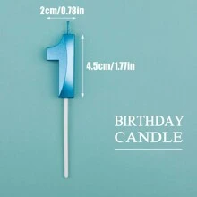 1pc Blue Numeric Birthday Cake Candle 0-9 Age Party Decorations - Blue - View 4