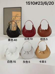 Crescent Bag, Luxury Saddle Bag, Luxury Lightweight Shoulder Bag, Armpit Bag - Xám - Xem 2