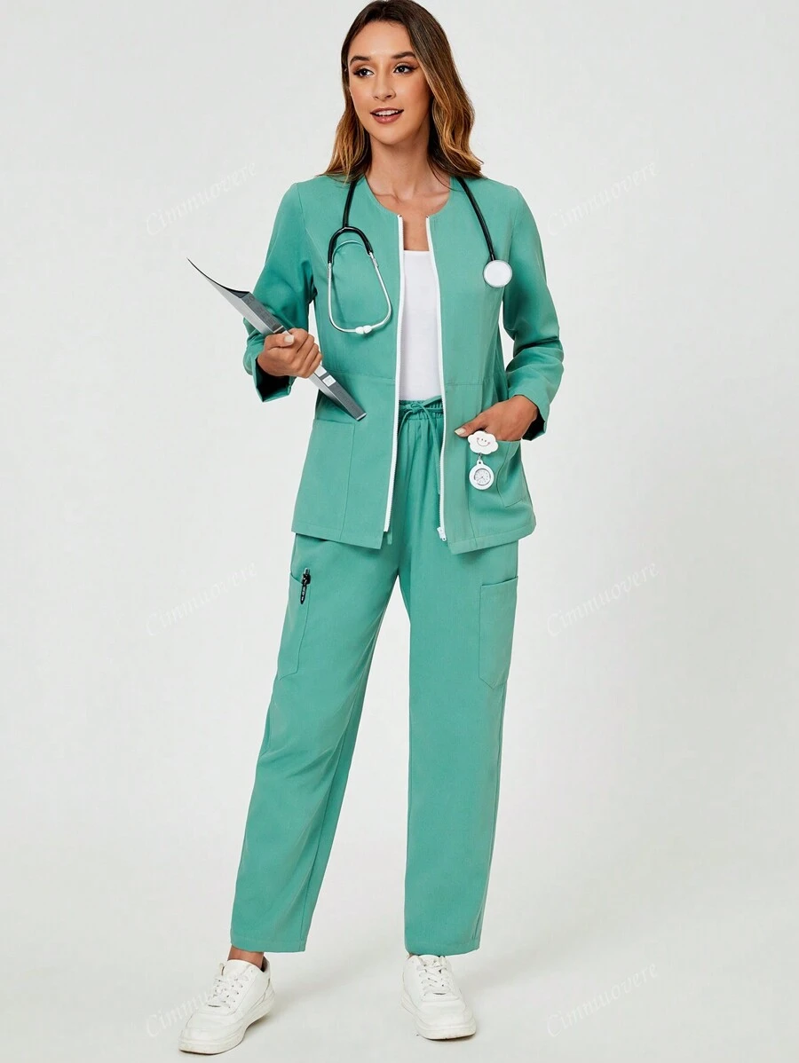 Reppkyh Laborkittel Unisex - Baumwolle Mix Ärztemantel Mit Taschen