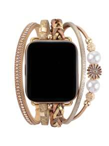 1 dây đeo bằng da sang trọng họa tiết hoa tương thích với đồng hồ Apple Watch 41mm 40mm 38mm 45mm 44mm 42mm 49mm dành cho nữ, vòng tay Boho trang sức dây đeo đồng hồ nhiều lớp tương thích với đồng hồ Apple Watch Series Ultra 9 8 7 6 5 4 3 2 1 SE - Nhiều màu - Xem 15