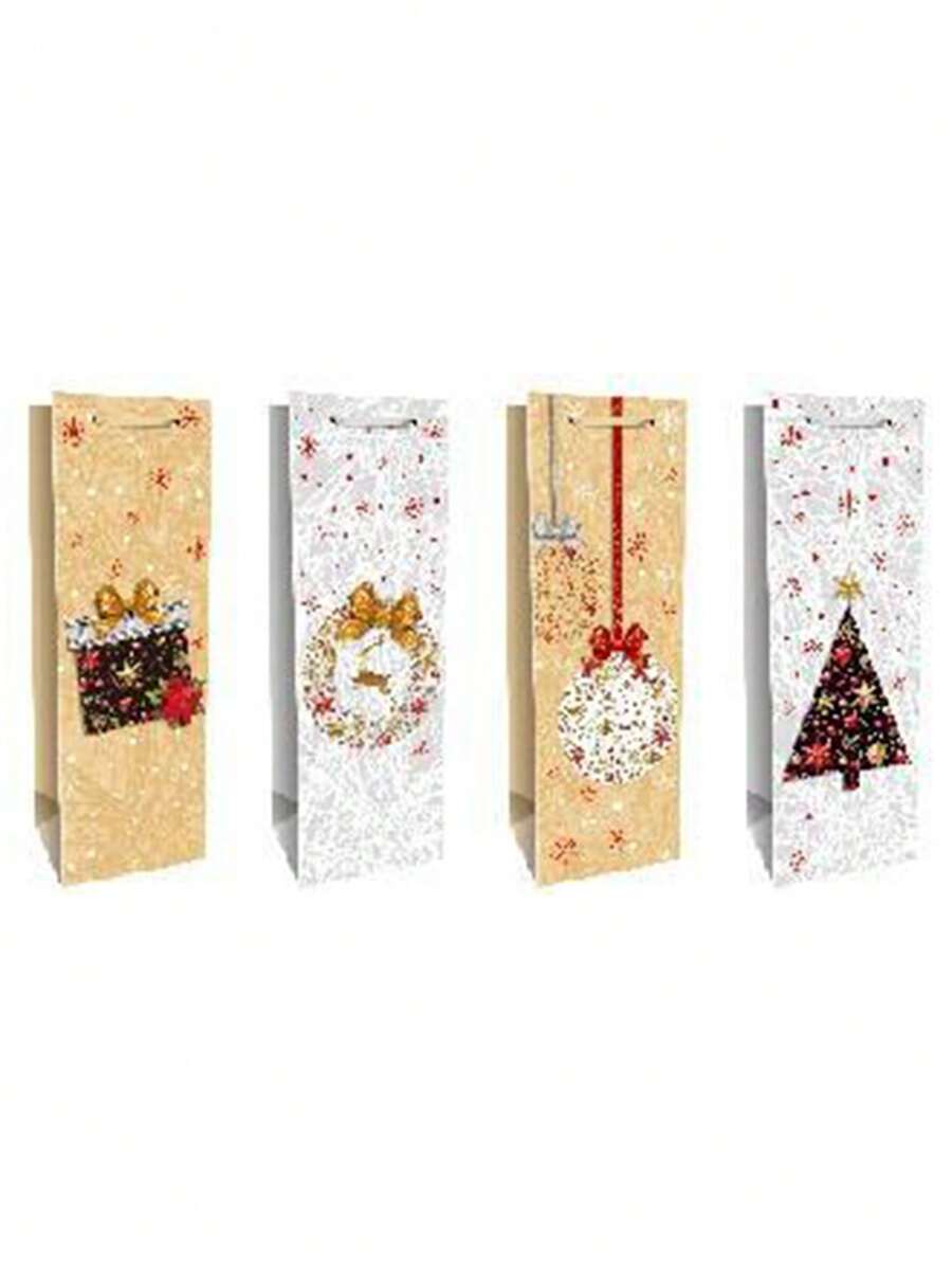 12*35*9 cm 12 unidades por pacote 3 unidades de cada saco de presente de papel kraft de Natal, adequado para sacos de presente de papel de feriado, sacos de presente de Natal, sacos de presente de Natal, presentes de sala de aula e festa
