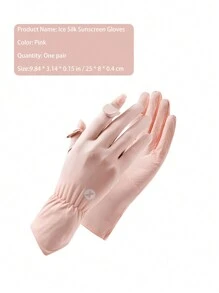 1pc New Multi-Color Ice Silk Sunscreen Glove, Women's Universal Elastic Anti-UV Breathable Non-Slip Lightweight Long Outdoor Sun Protection Ice Silk Glove