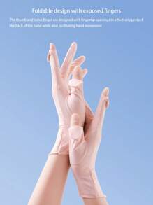 1pc New Multi-Color Ice Silk Sunscreen Glove, Women's Universal Elastic Anti-UV Breathable Non-Slip Lightweight Long Outdoor Sun Protection Ice Silk Glove