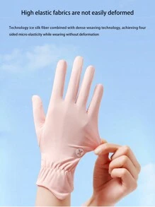 1pc New Multi-Color Ice Silk Sunscreen Glove, Women's Universal Elastic Anti-UV Breathable Non-Slip Lightweight Long Outdoor Sun Protection Ice Silk Glove