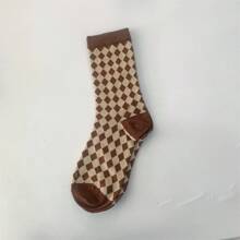 1/3 pares de calcetines vintage hasta el tobillo para mujeres, calcetines hasta el tobillo con estilo japonés, calcetines de con patrón de argyle retro [Estilo y Color Aleatorio] - Multicolor - Ver 6