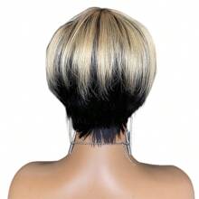 Perruque à coupe pixie courte de 6 pouces 100% cheveux humains pour femmes, cheveux en couches avec frange, perruque à coupe entièrement réalisée à la machine