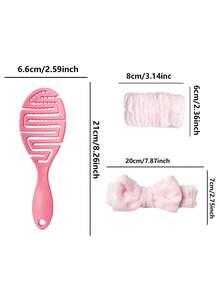 4 món phụ kiện tóc màu hồng cho nữ vào mùa thu đông, dây buộc tóc và vòng đeo tay bằng vải nhung, mềm mại, không để lại dấu vết, chống trượt, tóc bông, chống tĩnh điện, đầu tròn, lược massage hình lưng, du lịch tại nhà, đỉnh đầu cao, áp lực tóc, rửa mặt, tắm, phụ kiện tóc - Hồng - Xem 6