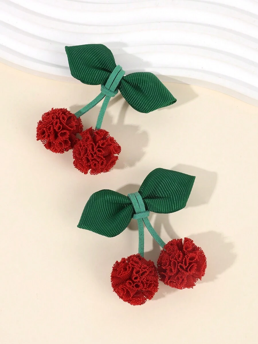 2 chiếc kẹp tóc dễ thương cho bé gái có quả bóng màu đỏ. Phụ kiện tóc cho trẻ em - Nhiều màu - Xem 1