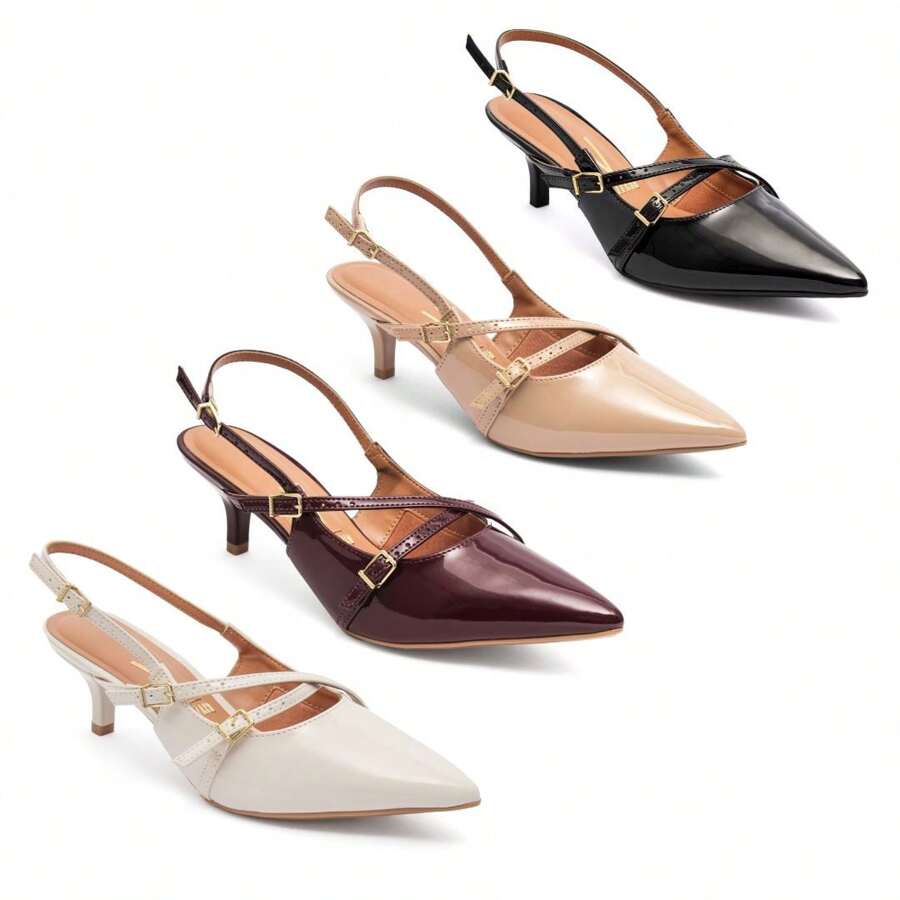 Vizzano Slingback Women's Pumps Low Heel Buckles - 黑色 - 查看 1