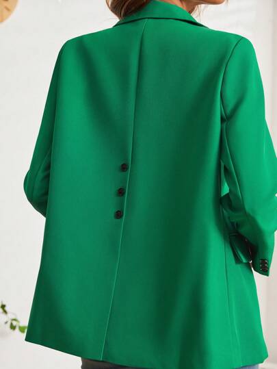 Modna damska zielona marynarka, dopasowany krój, profesjonalny płaszcz biurowy z eleganckim wzorem