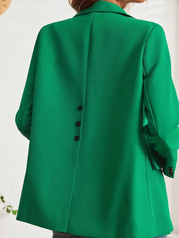 Women's Green Blazer Jacket, Slim Fit Professional Office Coat With Elegant Design