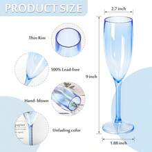 Ly thủy tinh đựng rượu vang tiệc ngoài trời dày, ly cocktail sâm panh, cốc trong suốt, cốc có thể tái sử dụng cho sự kiện tiệc cưới, quà tặng ngày lễ tình nhân - Nhiều màu - Xem 8