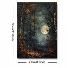 1pc Framed/Unframed Gothic Style Forest Moon Night Aesthetics Art Retro Poster Dark Academia Moody Vintage Painting Canvas Print Wall Picture Ideal Gift For Dorm,Apartment,Living Room,Bedroom,Home Decoration - Multicolor - View 10