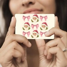 圣诞节信用卡贴纸封面无气泡，超薄信用卡贴纸，信用卡防水乙烯基保护贴纸，适用于钥匙、交通、借记卡、信用卡、礼物和奖励、圣诞礼物上的有趣工艺贴纸（圣诞气氛、圣诞老人、圣诞树、圣诞袜） - 彩色 - 查看 5