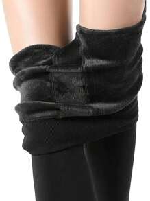 1 szt. Damskie czarne kaszmirowe pogrubione modne codzienne sportowe rajstopy, sportowe na świeżym powietrzu, rowerowe, kempingowe, termiczne legginsy skarpetki