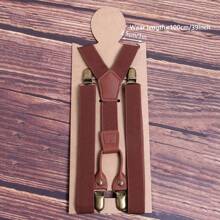 1pc Men's Y-Back Elastic Woven Suspenders With 4 Clips, Adjustable Length Halloween