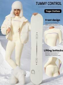 Women Thermal Underwear Set, Winter Sski Suit Ski Outfits - Beige - View 9