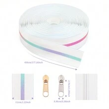 1 bộ, 5 yard, Khóa kéo vô hình số 5 có sọc cầu vồng, 450cm/177inch, Bao gồm 10 dây kéo khóa kéo, Băng dính trắng, Sọc cầu vồng chuyển màu ở giữa, Thích hợp cho quần áo, túi xách, giày dép, hàng dệt gia dụng và các dự án tự làm khác - nhiều màu - Xem 5