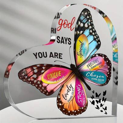 1 件，女性礼物信仰灵感礼物，亚克力宗教办公桌装饰经文礼物蝴蝶经文礼物，灵感礼物，万圣节礼物，艺术工艺装饰礼物，感恩礼物，美学装饰，办公桌装饰﻿
