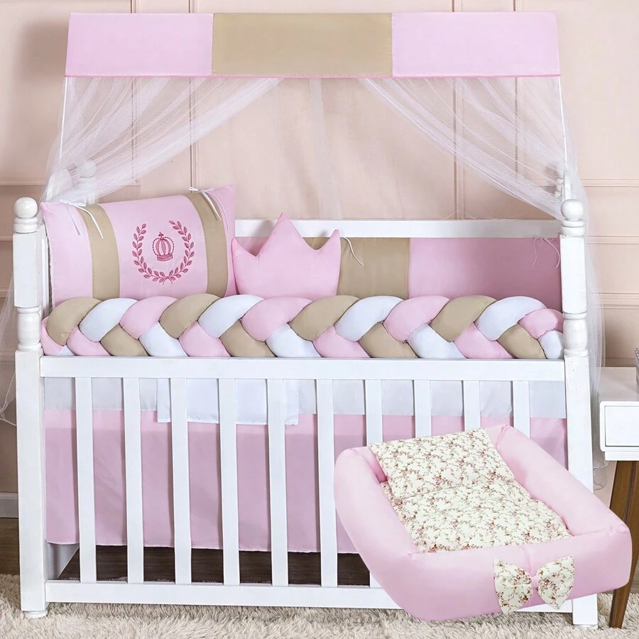 Rain of Love Baby Complete Crib Kit + American Crib Reducer Nest Imperial Royalty Crown 15 Pieces - 淺粉色 - 查看 1