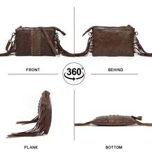 Stylowa torba typu crossbody z frędzlami z PU o dużej pojemności dla kobiet – wielokomorowy design z klasycznym, boho, zachodnim stylem, z frędzlami, nitami i kunsztem tkania. Uniwersalna torba na jedno ramię/do noszenia na ukos z odpinanymi, regulowanymi paskami. Idealna na zakupy, zajęcia na świeżym powietrzu, podróże i wyjścia. Idealny prezent dla rodziny i przyjaciół.