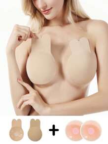 4 miếng dán núm vú, họa tiết thỏ, áo ngực nâng ngực cho nữ, áo ngực silicon tự dán không lưng, dải nâng ngực dính có thể tái sử dụng + 2 miếng dán núm vú tròn bằng silicon - Nhiều màu - Xem 2