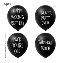 8/16 件生日黑色气球趣味派对配件虐待生日气球 - 8 个不同趣味攻击性气球（适合她/他），圣诞节 - 黑色 - 查看 11