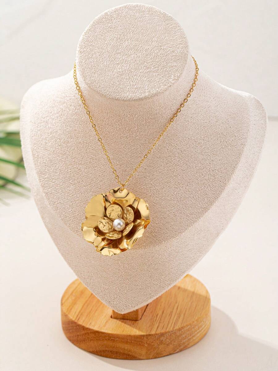 1 套 3 件时尚 2024 新款复古花卉项链耳环戒指套装，精致优雅奢华项链珠宝套装，时尚百搭配饰，适合女性派对和日常穿着 - 首飾套裝 - 查看 1