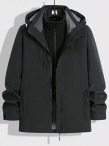 YOMEGO Veste résistante à l'eau et coupe-vent pour hommes, manteaux d'extérieur avec doublure amovible en velours de renard argenté, manteau pratique pour un seul port, parka chaude avec capuche pour une protection ultime contre la neige, convient pour la randonnée, l'alpinisme, le cyclisme et le camping