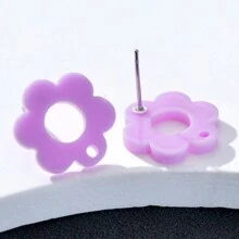 20pcs Plum Blossom Shaped Acrylic Stud Earrings For Women DIY Jewelry Making Earring Components Accessories