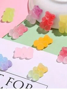1 盒/50 个平背小熊软糖树脂饰品 50 个彩色迷你平背小熊软糖饰品，适用于美甲、珠宝制作和工艺品 美甲用品 指甲 美甲宝石 - 彩色 - 查看 5