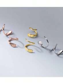 1 Pair Simplistic 925 Sterling Silver Spiral Stud Earrings, Sweet Korean Jewelry Accessory, Friendship & Couples Gift