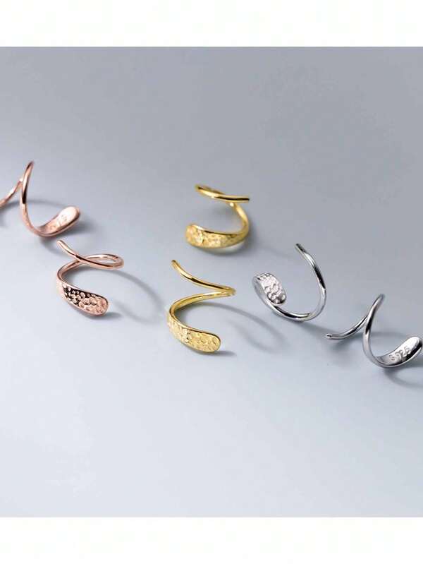 1 Pair Simplistic 925 Sterling Silver Spiral Stud Earrings, Sweet Korean Jewelry Accessory, Friendship & Couples Gift