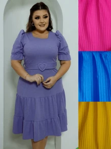 Tres Marias Ribbed Knit Midi Princess Sleeve Dress Evangelical Fashion - Red Violet - View 2