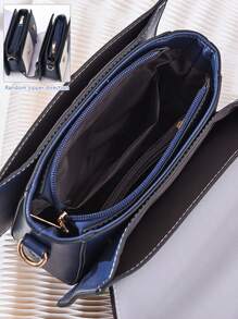 Túi vuông nắp gập màu khối chống thấm nước, nhẹ, phong cách công sở, quà tặng Ngày của Mẹ cho mẹ, cho các bé gái tuổi teen, sinh viên đại học, tân binh và nhân viên văn phòng, hoàn hảo cho văn phòng, trường đại học, công việc, kinh doanh, đi làm - Màu xanh lam - Xem 8