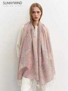 1pc Paisley Floral Pattern High Quality Scarf/Shawl - White - View 3