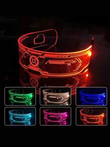 1 Pair Colorful LED Glowing Glasses, Cyberpunk Sci-Fi Style Glasses For Party, Bar, Rave, Atmosphere, Flashing LED Eyes, Party, Music Festival, Techno