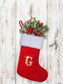 1 PEÇA, Meias de Natal, Meia de Natal Tricotada com Inicial, Meia de Natal com Monograma, Meia de Natal Média Personalizada com Inicial de 12 Polegadas, Meia de Natal Personalizada com Letra de A-Z, Meia de Natal Tricotada Vermelha, Meia de Natal Personalizada com Inicial, Meias de Natal Personalizáveis, Meia de Natal Personalizada para Decoração de Casa