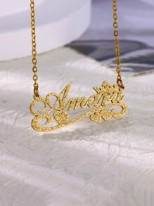 Collares personalizados con nombre y corazón con corona de escayola para mujeres y hombres, collar de acero inoxidable personalizado con colgante y cadena de cuello, regalo de cumpleaños