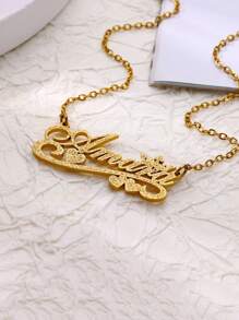 Collares personalizados con nombre y corazón con corona de escayola para mujeres y hombres, collar de acero inoxidable personalizado con colgante y cadena de cuello, regalo de cumpleaños