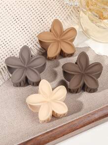 4pcs/Set Milky Tea Color Cute Daisy Flower Hair Clips, Small Matte Beach Holiday Style Hair Claws Claw Clips Hair Jaw Clip Hair Clamps Hair Clutch Hair Catcher Clip