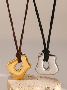 Uworld 1Pc Autumn And Winter Geometric Fashion Design Women's Sweater Necklace Asymmetrical Glossy Pendant Full Of Personalized