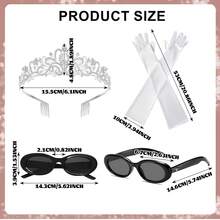 4 Phụ kiện trang phục công chúa kèm 1 Vương miện pha lê cho nữ, 2 Găng tay dài, 1 Kính cho tiệc hóa trang - Nhiều màu - Xem 2