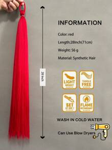 2PCS (Red+Red)Halloween Ponytail With Boxing DIY Braids, Elastic Hair Ties, Synthetic Fiber Twisted Braided Ponytail Extension, Halloween Hair - Red - View 4